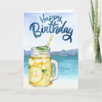 Happy Birthday Watercolor Lemonade Beach