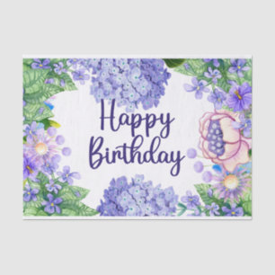 Happy Birthday Watercolor Purple Blumen Seidenpapier