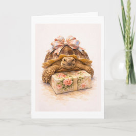 Happy Birthday Watercolor Sulcata turtle present Karte
