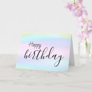 Happy Birthday Watercolor Wash Brush Script Karte