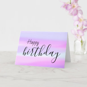 Happy Birthday Watercolor Wash Brush Script Karte