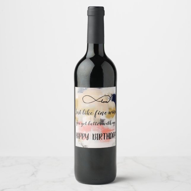 Happy Birthday Weinetikett (Vorderseite)