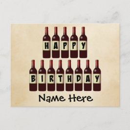 Happy Birthday Weinflaschen individuell angepasst Postkarte