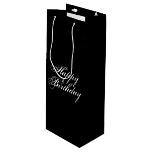 "Happy Birthday", weiße Buchstaben, schwarz Geschenktüte Für Weinflaschen