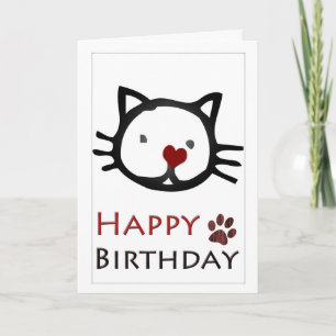 Happy Birthday Weiße Katzen Paws Karte