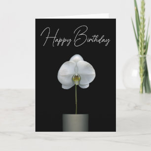 Happy Birthday   Weißorchid-Blume Karte
