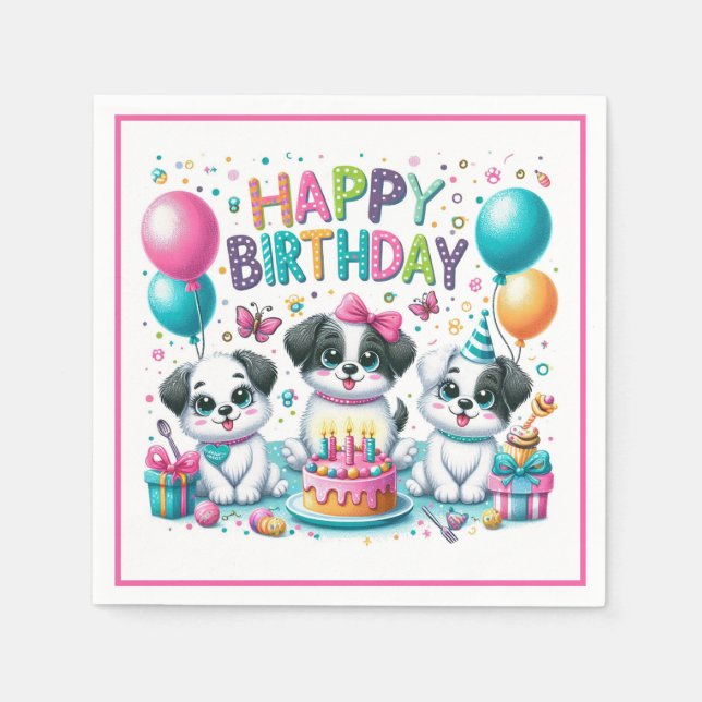 Happy Birthday Welppies Serviette (Vorderseite)