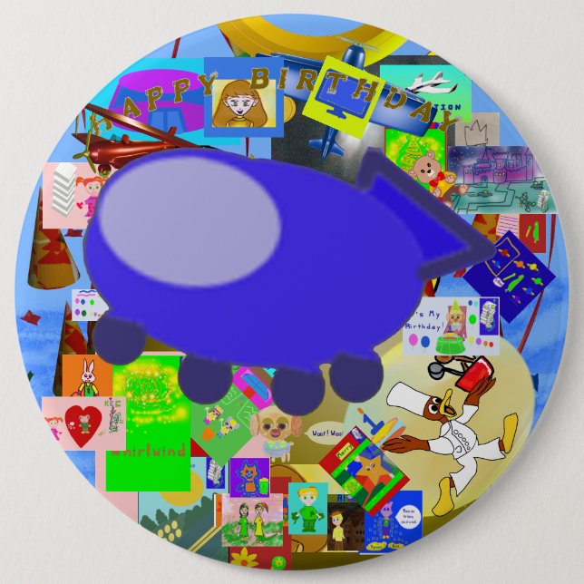 Happy Birthday Welppy Spaceship Button (Vorderseite)