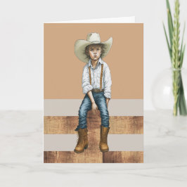 Happy Birthday Western Ranch Cowgirl Illustration Karte
