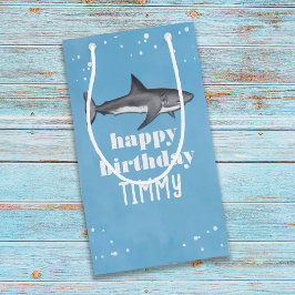 Happy Birthday Whimsical Blue Ocean Haie Spaß Kleine Geschenktüte