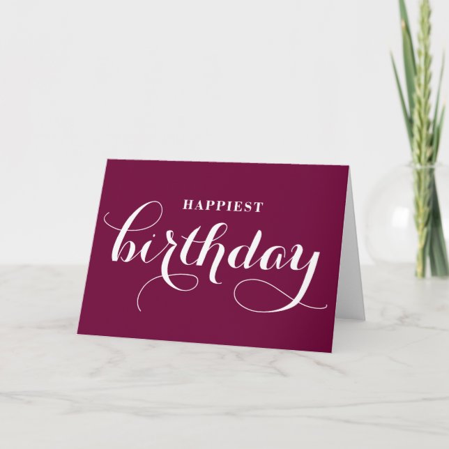 Happy Birthday Whimsical Calligraphy Card Karte (Vorderseite)