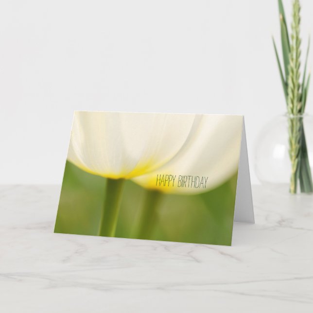 Happy Birthday White Tulips Card Karte (Vorderseite)