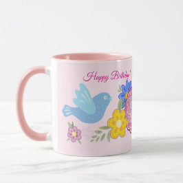Happy Birthday Wild Blume Garden Birds Muster Tasse