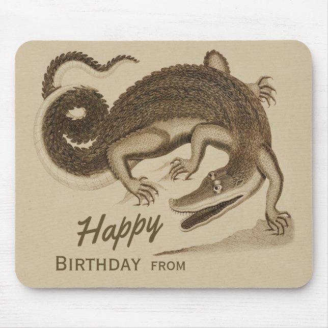 Happy Birthday Wild fröhliches Krokodil CC0896 Mousepad (Vorne)