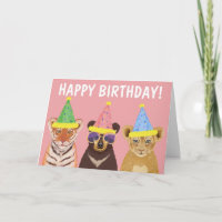 Happy Birthday Wild Party Animals Illustration
