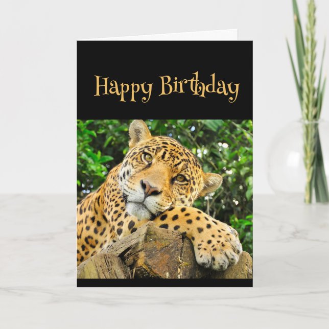 Happy Birthday Wild Thing Leopard Tiergenuss Karte (Vorderseite)