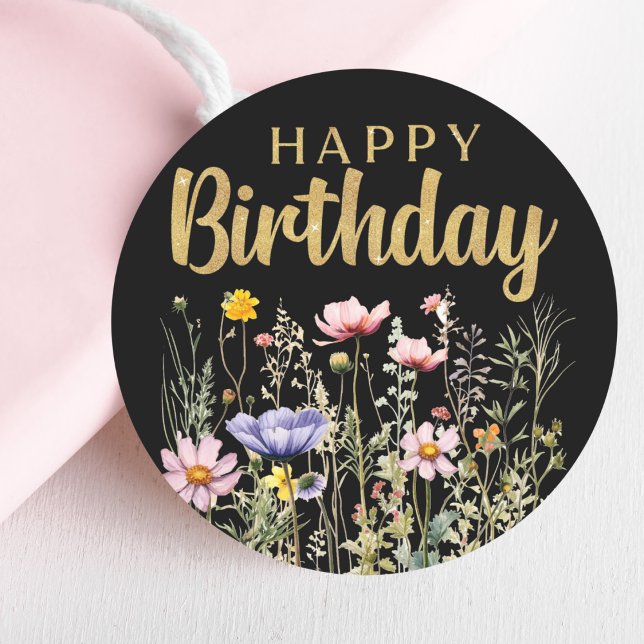 Happy Birthday Wildblume Simple Classic Sticker (Happy Birthday Wildflower Simple Classic Sticker)
