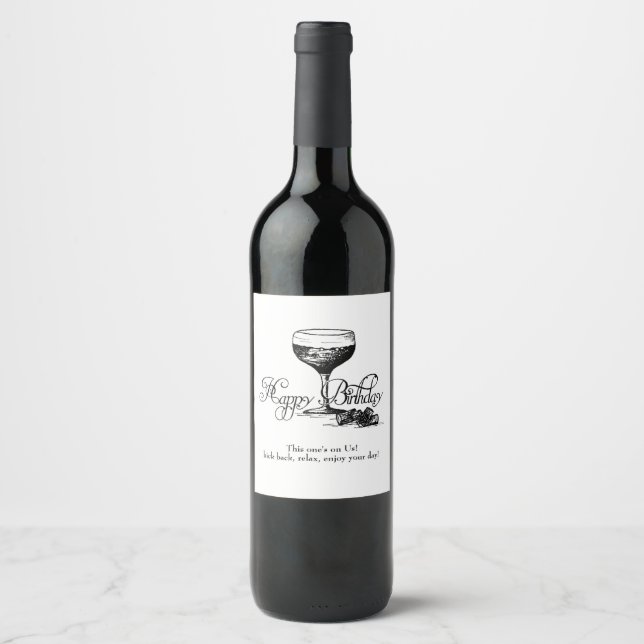 Happy Birthday Wine Label von uns Weinetikett (Vorderseite)