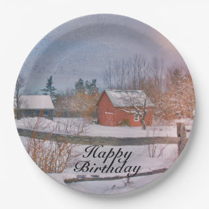 Happy Birthday Winter Scene Pappteller