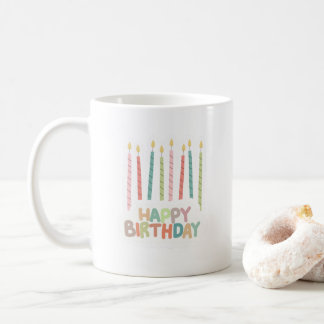 Happy Birthday with Candles on  Kaffeetasse