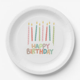 Happy Birthday with Candles on Paper Plates Pappteller