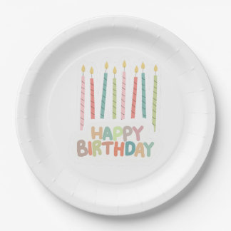 Happy Birthday with Candles on Paper Plates Pappteller