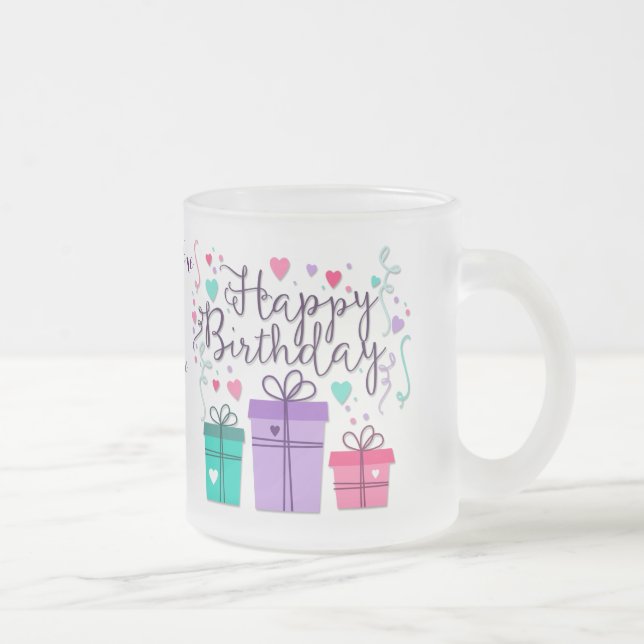 "Happy Birthday with Geschenkboxen" - Anpassen Mattglastasse (Rechts)