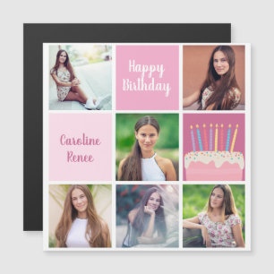 Happy Birthday Womens Foto Collage Magnetic Card Magnetkarte