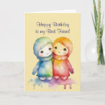 Happy Birthday Wonderful Best Friend Karte<br><div class="desc">Happy Birthday Wonderful Best Friend Watercolor Kunst,  Dichtung und Musik</div>