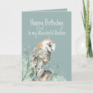 Happy Birthday Wonderful Brother Barn Owl  Dankeskarte