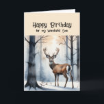 Happy Birthday Wonderful Son Stag Deer Feiertagskarte<br><div class="desc">Happy Birthday Wonderful Son Stag Deer Winterwald</div>