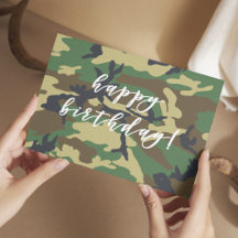 Happy Birthday Woodland Militär Camouflage Printme