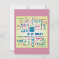 Happy Birthday Word Cloud Geschenk Geschenkkarte