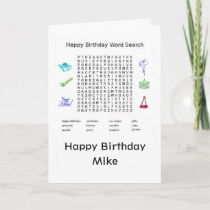 Happy Birthday Word Search Mike Karte