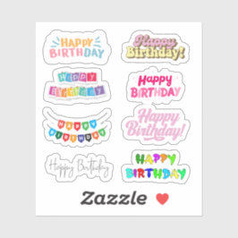 Happy Birthday Words Stickers Aufkleber