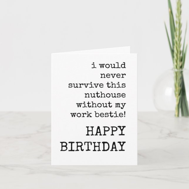 Happy Birthday, Work Bestie, Coworker Bday Card Karte (Vorderseite)