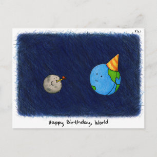"Happy Birthday, World" (dunkel) - Rosh Hashanah Feiertagspostkarte