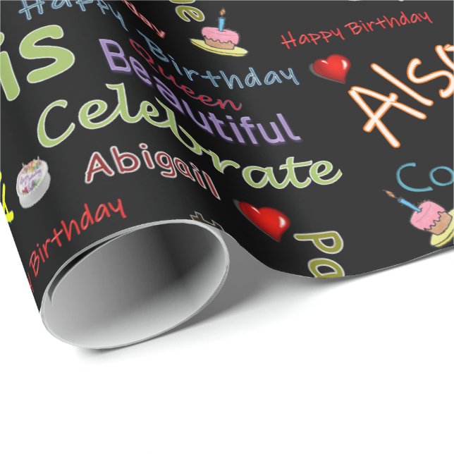 Happy Birthday Wrapping Paper Abigail Geschenkpapier (Rolleneckpunkt)