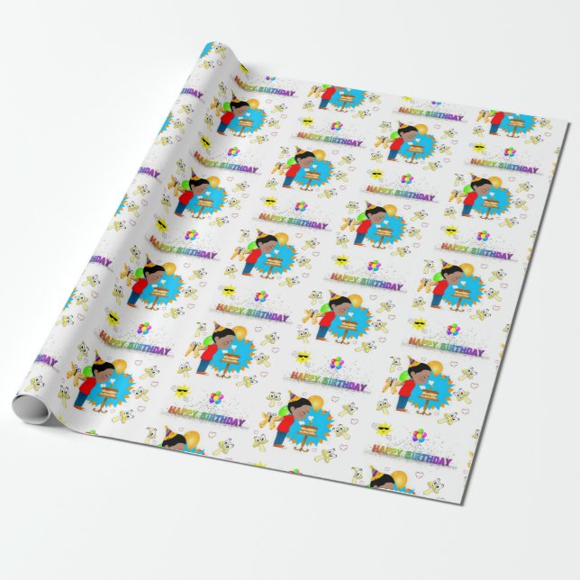Happy Birthday Wrapping Paper African Boy Geschenkpapier (Ungerollt)
