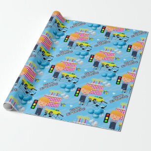 Happy Birthday Wrapping Paper Boy Car Geschenkpapier