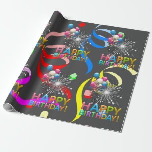 Happy Birthday Wrapping Paper Confetti Geschenkpapier