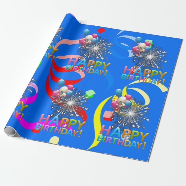 Happy Birthday Wrapping Paper Confetti Geschenkpapier (Ungerollt)