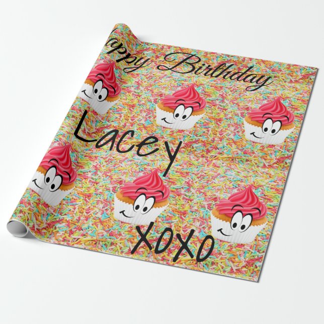 Happy Birthday Wrapping Paper Cupcakes Geschenkpapier (Ungerollt)