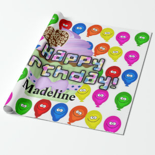 Happy Birthday Wrapping Paper farbenfrohe Balloons Geschenkpapier