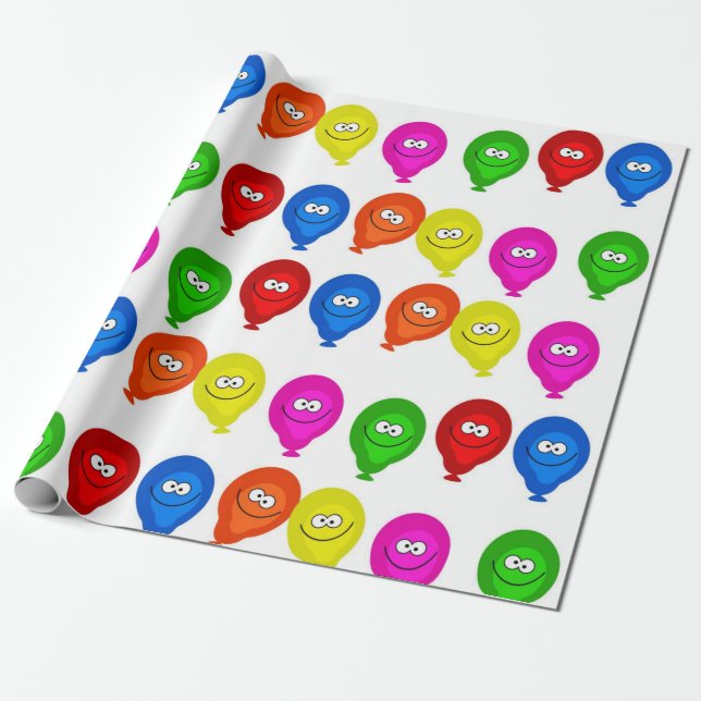 Happy Birthday Wrapping Paper farbenfrohe Balloons Geschenkpapier (Ungerollt)