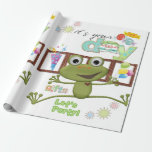 Happy Birthday Wrapping Paper Friends Family Frog Geschenkpapier<br><div class="desc">Geschenkartikel & Party > Geschenkartikel > Verpackungsmaterial > Versandpapier-Büro und -schule > Werbeprodukte & Kleinunternehmen > Displays & Verpackung > Packpapier</div>