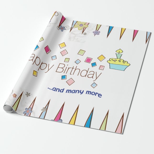 Happy Birthday Wrapping Paper FUN Cupcake Geschenkpapier (Ungerollt)