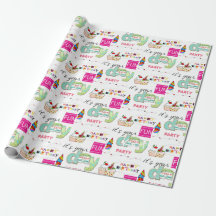 Happy Birthday Wrapping Paper FUN Cupcake