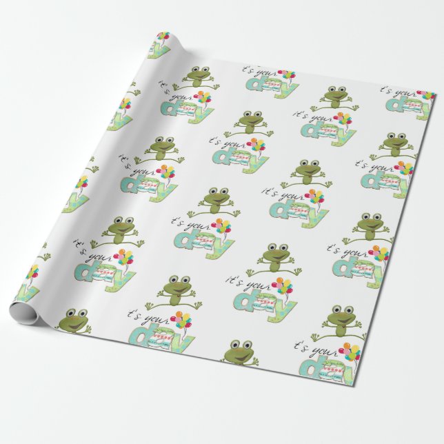 Happy Birthday Wrapping Paper FUN Frosch Geschenkpapier (Ungerollt)
