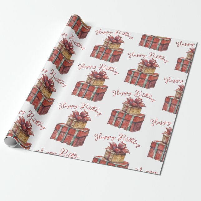 Happy Birthday Wrapping Paper Geschenkpapier (Ungerollt)